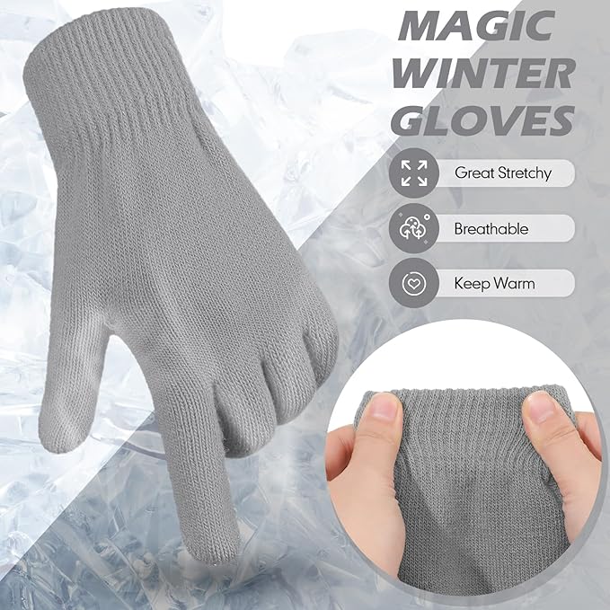 SATINIOR Magic Winter Gloves Unisex Gloves Knit Stretchy Mitten Full Fingers Warm Mitten for Men Women Sports