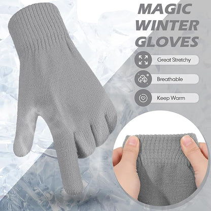 SATINIOR Magic Winter Gloves Unisex Gloves Knit Stretchy Mitten Full Fingers Warm Mitten for Men Women Sports