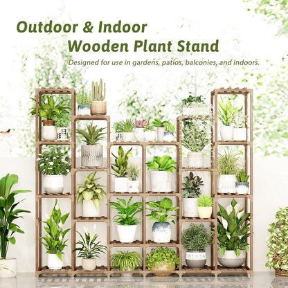 22 Tiers Plant Shelf for Plants Large Indoor Plant Stand Plant Rack Extra Large Wood Plant Stands for Hanging Plant Holder for Patio Balcony Garden