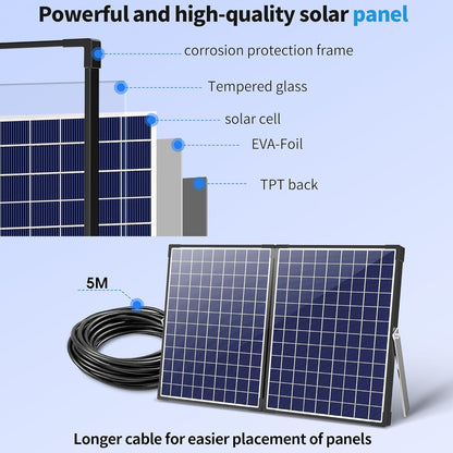 Biling Solar Fountain Pump with 35W Efficient Panel, Solar Fountain Pump with 450GPH Flow High Speed, Fountain with PVC Tubing 4 Nozzles Accessories for Waterfall, Ponds, Wildlife Garden