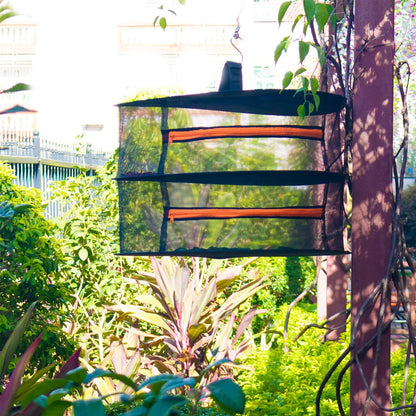 Desy & Feeci Herb Drying Rack- 2ft Diameter 2 Layer Folding Mesh Hanging Basket Dryer Net with Zippers for Seeds Flowers Buds Plants Garden Outdoor Bumper Harvest(D24xH16 inch)