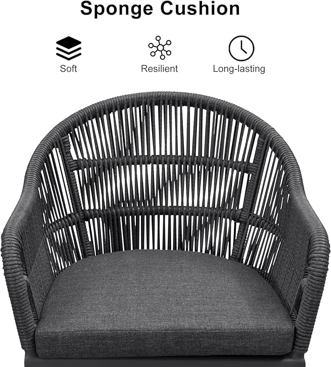 PURPLE LEAF 9 Pieces Patio Dining Set with Outdoor Aluminium Square Dining Table and Woven Rattan Chairs Modern Metal Furniture Cushions Sets for Garden Yard Indoor Decor Kitchen Grey