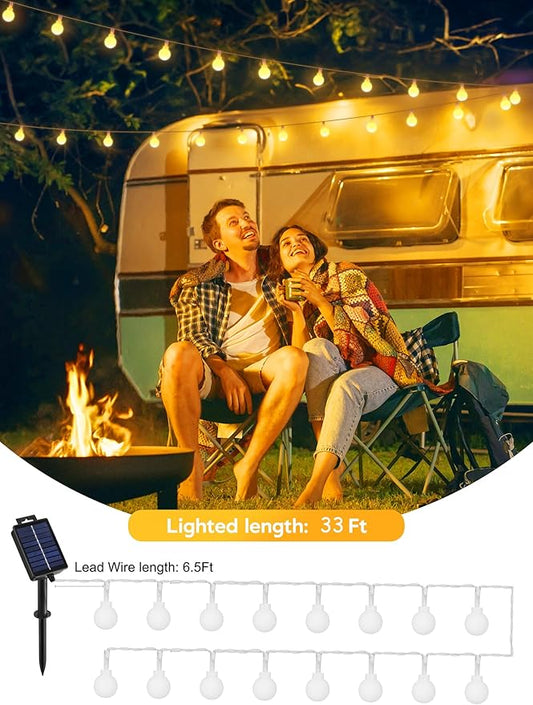 Brightown Solar Lights Outdoor Waterproof, 33Ft 100 LED Globe Solar String Lights for Outside, 8 Modes Outdoor Solar Lights for Yard Balcony Patio Tree Canopy Party (Warm White)