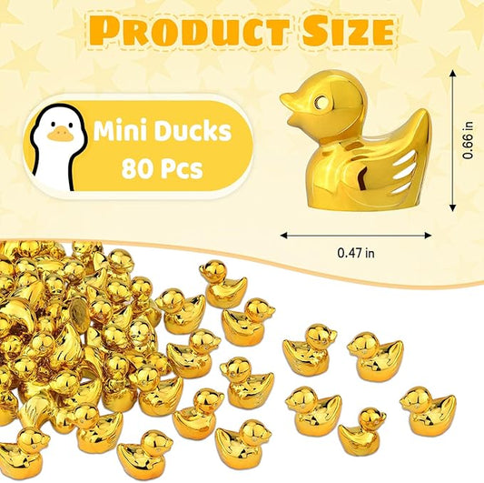 80Pcs Mini Golden Duck Statue Golden Duck Figurines Micro Garden Landscape Dollhouse Cake Decoration Potted Plants DIY Craft Charms for Party Gift
