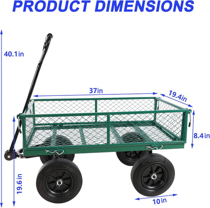 Wagon with Removable Sides Can be Used in Farms, Warehouses etc l Garden Dump cart- A Must-Have for Your Dream Garden Garden Essential- Dump cart Solid Wheels (Green Solid Wheels)