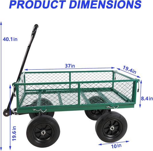 Wagon with Removable Sides Can be Used in Farms, Warehouses etc l Garden Dump cart- A Must-Have for Your Dream Garden Garden Essential- Dump cart Solid Wheels (Green Solid Wheels)