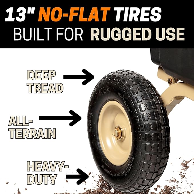 Heavy-Duty Garden Cart on Wheels – 7 Cu. Ft. 2-in-1 Utility Wagon & Wheelbarrow, Push or Tow Design, 600 lb. Capacity, All-Terrain Utility Cart with 13" No-Flat Wheels