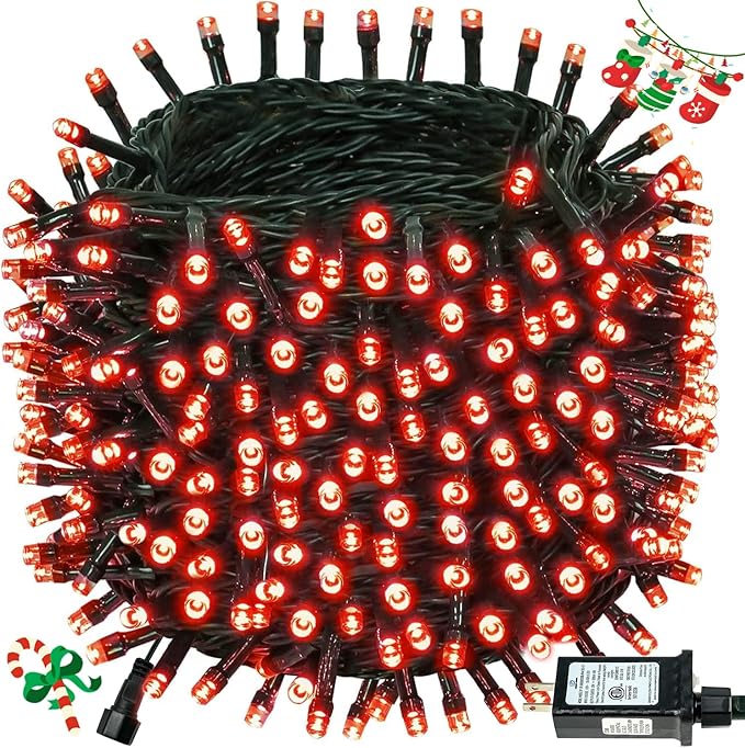 Connectable 240LED 88Ft 13Modes Christmas String Lights Indoor Outdoor | Extendable Green Wire Red Christmas Tree Lights with Timer | Twinkle Fairy Light Plug in for Xmas Tree Garden Decor(Red)