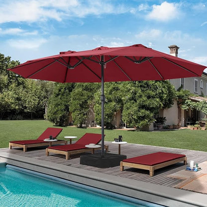 MASTERCANOPY Patio Outdoor Umbrella,15FT Double Sided Large Umbrella with Base
