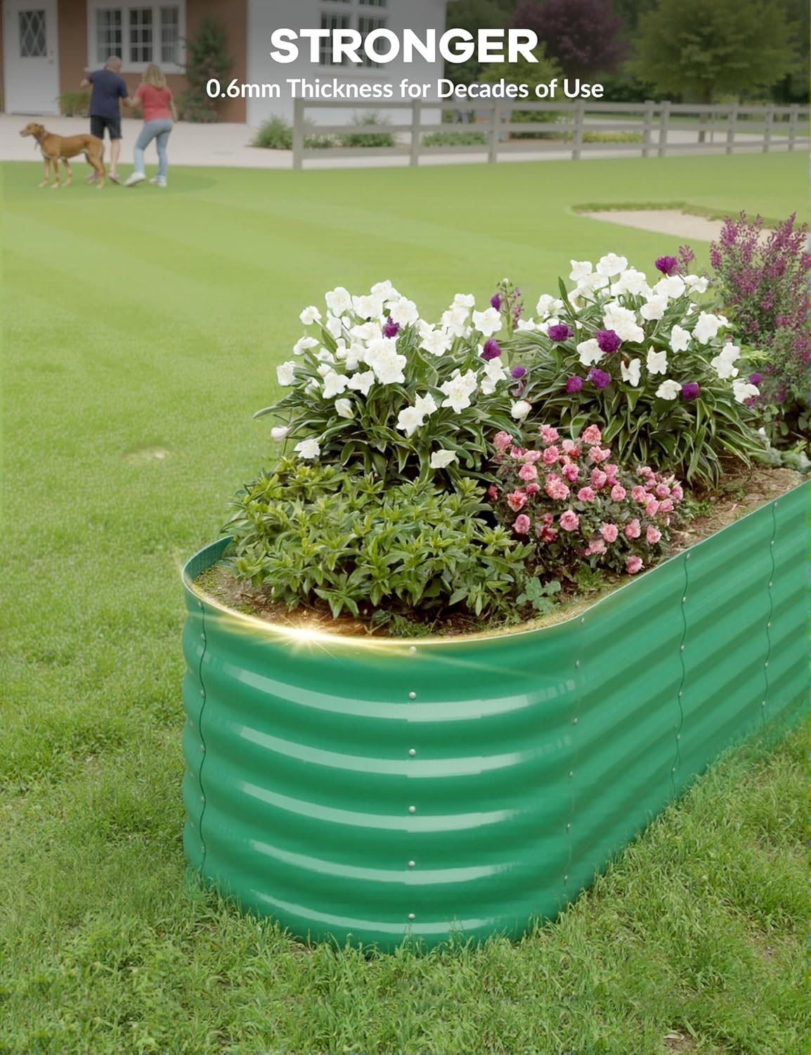 2 Pcs Raised Garden Beds Outdoor 8x2x1.5 ft - Galvanized Steel Planter Box for Vegetables, Flowers, Rust-Resistant Garden Box, Easy Assembly Raised Beds, Durable Planters for Outdoor Plants, Green