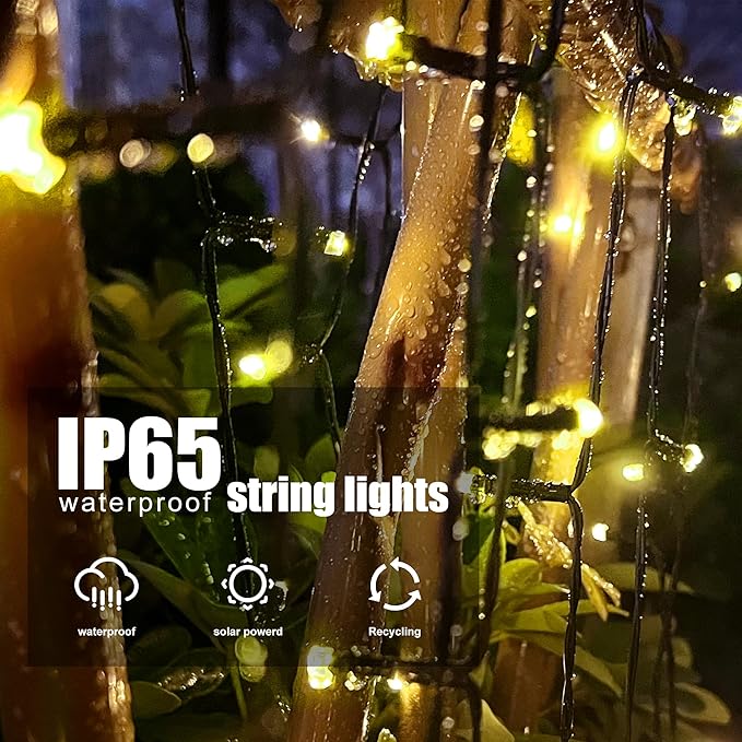 2 Pack 200LED Solar Christmas Lights Outdoor, 72FT Solar String Lights with 8 Lighting Modes, IP65 Waterproof Solar Lights Outdoor for Xmas Garden Party Tree Decor, Warm White