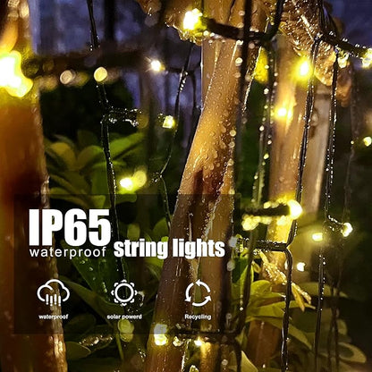 2 Pack 200LED Solar Christmas Lights Outdoor, 72FT Solar String Lights with 8 Lighting Modes, IP65 Waterproof Solar Lights Outdoor for Xmas Garden Party Tree Decor, Warm White