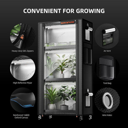 Spider Farmer 2025 Plant Stand with Grow Lights, 4-Tier Plant Shelf with 6Pcs 2ft Full Spectrum LED Lamp and Grow Tent, for Veg Seed Starting Plants Growth Greenhouse 28Lx14Dx59H (Update)
