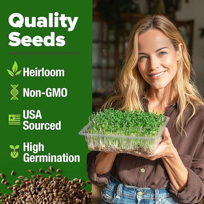 HOME GROWN Premium Sprouting Seeds Mix - Microgreens Seeds for Indoor Growing - Non-GMO Broccoli, Alfalfa, Radish, Clover Sprouts Seed - 16oz Resealable Pack for Healthy Salad & Juicing