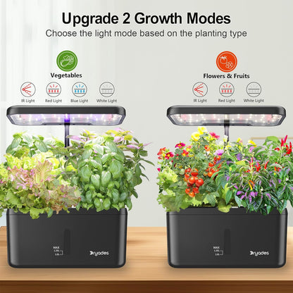 Indoor Garden System 19 Watt LED Growing Light Upgrade 2 Self-Watering Soil-Cultivated Growing Pots Gardening Gifts for Mom Plant Pot for Vegetables Herbs Tomato(No Seeds&Soil)