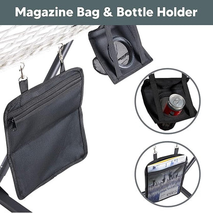 SUNCREAT Hammocks Double Cotton Rope Hammock with Polyester Pad, Heavy Duty Hammock with Steel Stand, Blue&Green