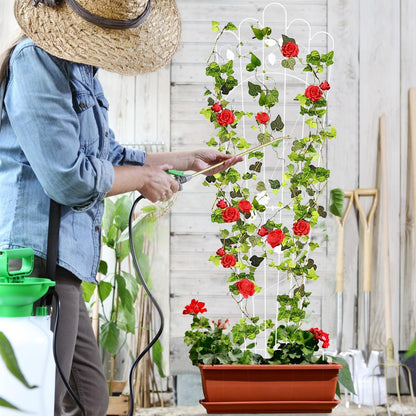 Metal Trapezoidal Garden Trellis for Indoor Plants, Patio Trellis for Climbing Plants Outdoor, 60-inch Sturdy Removable Plant Stand for Roses, Vegetables, and Flowers in Garden, 4 Pack-White