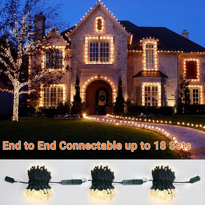 Brizled Gentle Twinkle C5 Christmas Lights, 33ft 100 LED Christmas String Lights, Connectable 120V Warm White Xmas Tree Light Indoor Outdoor Twinkle Xmas Light for Tree Home Holiday Wedding Decor