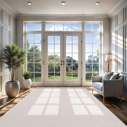 CAMILSON Easy Jute Rug 9x12, Indoor Outdoor Off-White Farmhouse Area Rugs for Living Room Patio and Kitchen Rug, Solid Woven Design, Easy-Cleaning, Washable Outside Carpet Alfombras (9 x 12)