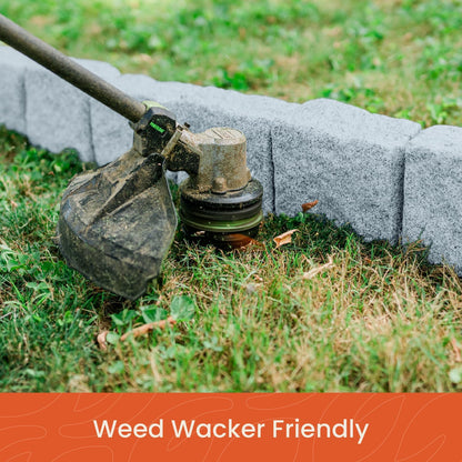 Beuta Landscape Edging | Garden Edging Border | Faux Stone Blocks for Lawn Edging, Flower Beds & Yard Edging – 40 Pack | Each Section Has 6 Blocks 48" L x 4" W x 6.5" H | 80 Spikes | Greystone