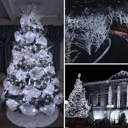 Upgrade 4Pack 400LED Solar String Lights for Outside, 132FT Solar Christmas String Lights Outdoor with 8 Modes, IP65 Waterproof Outdoor Twinkle Light, Garden Xmas Tree Christmas Decoration, Cool White