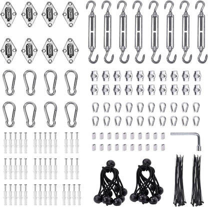 Shade Sail Hardware Kit 6 inch turnbuckles for Triangle Rectangle Sun Shade Sail Outdoor Installation turnbuckles for Cables Wire for Outdoor,Garden,Kitchen,Craft,235PCS