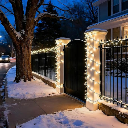 LUCKY SHINE 150 LED Warm White Christmas Lights, UL Certified 50 FT Green Wire String Lights, for Indoor and Outdoor Party, Garden, Patio, Wall, Trees.