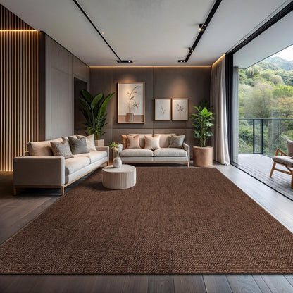 CAMILSON Easy Jute Rug 10x14, Indoor Outdoor Brown Color Fiber Area Rugs for Living Room Patio and Kitchen Rug, Solid Boho Woven Design, Easy-Cleaning, Washable Outside Carpet Alfombras (10 x 14)