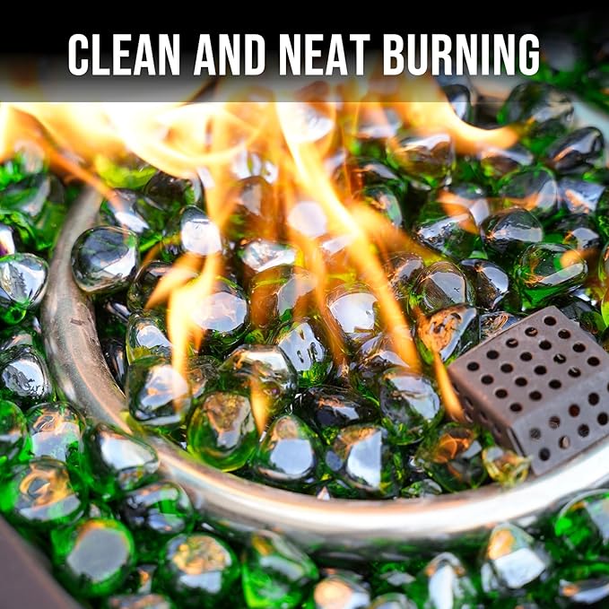 Skyflame 10-Pound Fire Glass Diamonds for Fire Pit Fireplace Landscaping, 1/2 Inch Reflective Glass Fire-Diamonds, Emerald Green
