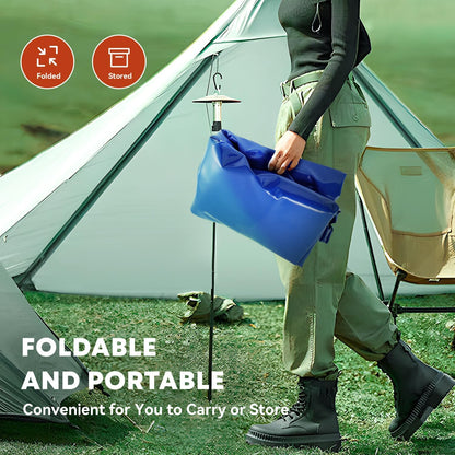 LANUEVA 158 Gal/600L Portable Water Storage Bladder, 1000D PVC Foldable Water Tank with Spigots and Overflow Kit, Water Storage Containers for Emergency Water, RV, Irrigation&Camping (Blue, 600L)