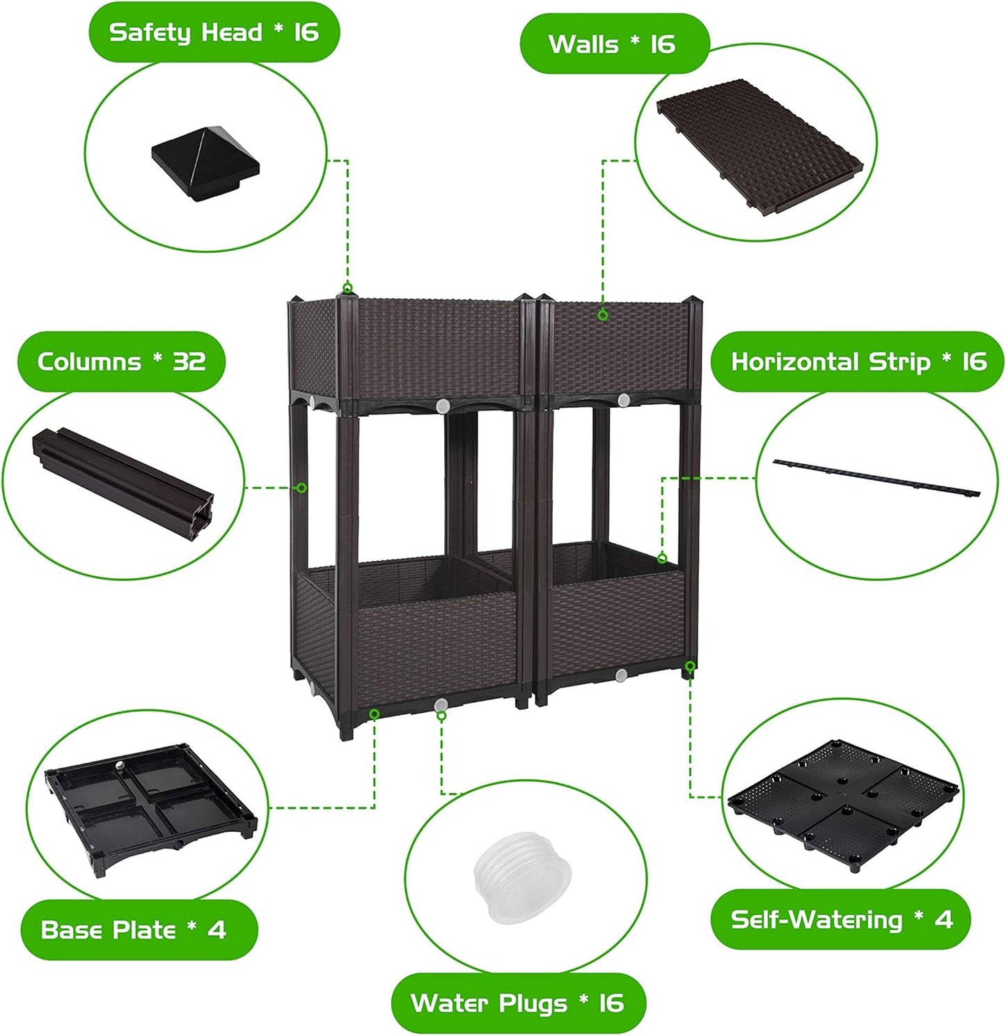 D'vine Dev Raised Beds - Elevated Garden Box with Drainage Plug, Standing Planter Beds for Vegetable/Flower/Herb Gardening Kit, RGB-4