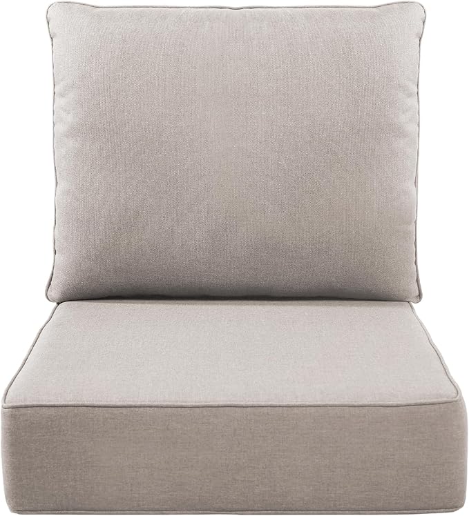 Luxury 6" Outdoor Cushions for Patio Furniture, 24x24x6" Thick Seat Cushion Set, Fade Resistant Couch Chair Replacement Cushions High Density Deep Wicker Chair Cushion with Removable Cover, Beige