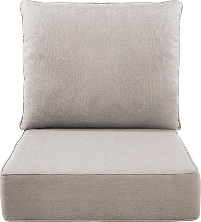 Luxury 6" Outdoor Cushions for Patio Furniture, 24x24x6" Thick Seat Cushion Set, Fade Resistant Couch Chair Replacement Cushions High Density Deep Wicker Chair Cushion with Removable Cover, Beige