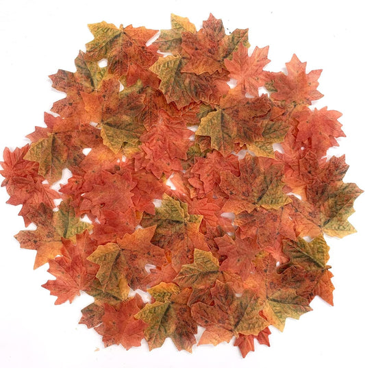 90 Pcs Edible Fall Leaves Gold Leaf Cupcake Toppers, For your Party Cake Toppers Decoration