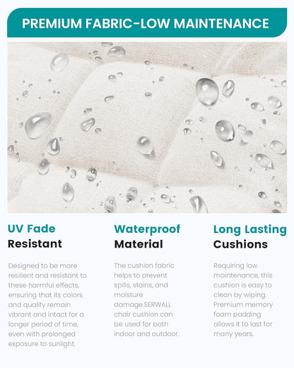 SERWALL Oversized Outdoor Rocking Chair, HDPE Rocker with Cushion, Patio Rocking Chairs for Porch, Blue Chair+Beige Cushion