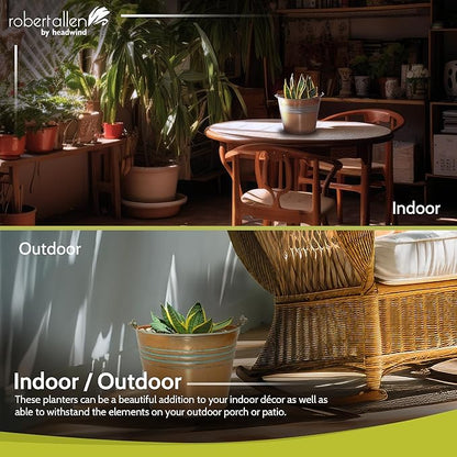 Headwind Vintage Collection - 6 Inch Vintage Copper Banded Planter with Handles – Galvanized Bucket Planter - Decorative Small Planters for Indoor Plants & Outdoor Use by Robert Allen