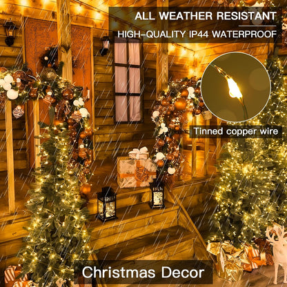 SUDDUS 2 Pack Total 66ft 200 Led Solar Fairy Lights Outdoor Waterproof, 8 Modes Twinkle Lights for Trees, Fence, Garden, Patio, Yard Decorations, Warm White