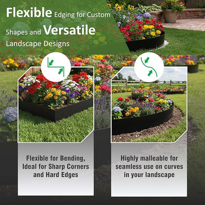40"x10" Metal Landscape Edging, 6-Pack (20ft Total) – Rustproof Galvanized Steel Garden Border, Lawn & Flower Bed Edging, Decorative Hammer-in Outdoor Landscaping Border for Yard, Pathways & Driveways