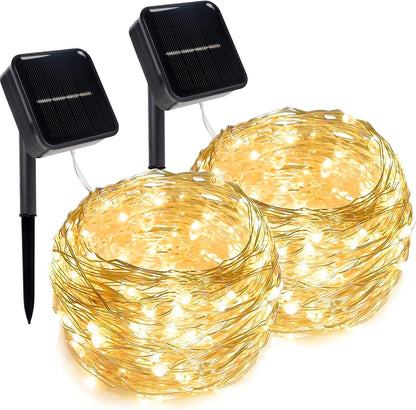 Twinkle Star 2 Pack Solar String Lights Outdoor, Total 80 FT 240 LED Solar Fairy Lights Outside Waterproof 8 Modes, Christmas Tree Light for Patio Garden Party Backyard Wedding Decor Warm White