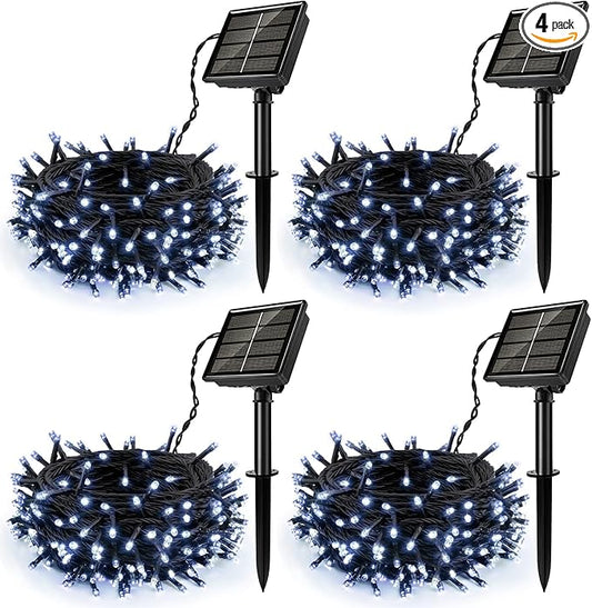 [4 Pack] Solar Christmas Lights Outdoor, 480 LED 157FT Solar Twinkle Light Outdoor with 8 Modes & Memory Function, Waterproof Chrismas Lights for Xmas Tree Party Decorations