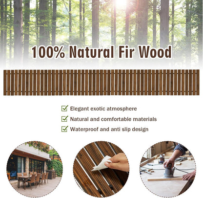 12FT Wooden Garden Pathway,Outdoor Roll Out Decorative Straight Walkway,Weather-Resistant Patio Path,Non-Slip Pavers Boardwalk for Garden, Backyard, Beach, Wedding Party Pathways