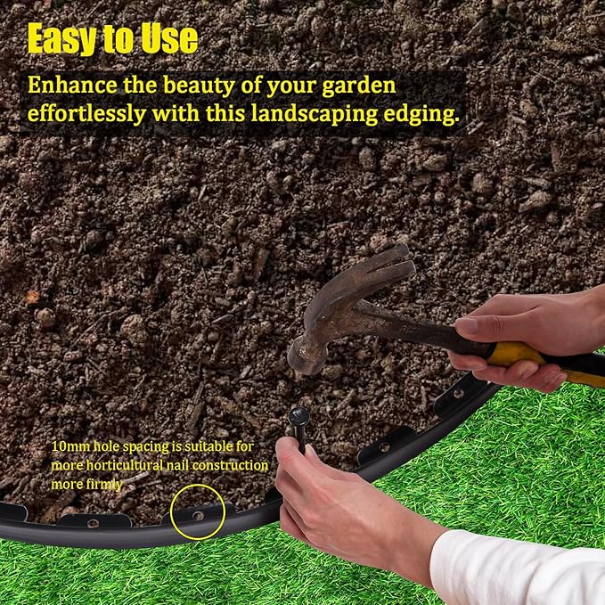 Landscape Edging 2 Inch Tall 100 FT, Garden Edging Border with 5 Pcs Connectors and 60 Pcs Anchoring Spikes for Garden Flower Beds Yard Lawn