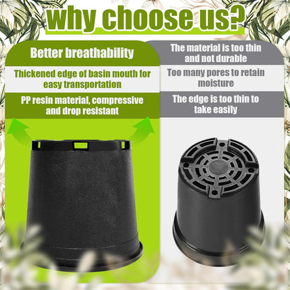 2 Gallon Nursery Pots Plastic Container Injection Molded Pot for Plants Flexible with Drainage Holes Suitable for Plants Soil Growers or Hydroponics Black 10 Pcs