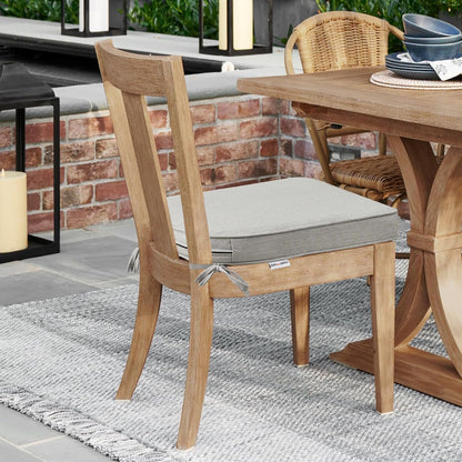 Sunbrella Round Corner Seat Cushions, 17" x 16" x 2", Set of 4, Indoor Outdoor Water Repellent Universal Chair Pads with Ties for Patio Furniture, Garden Dining Chairs, Specrtum Pebble