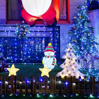 JMEXSUSS 2 Pack Blue and White Solar Christmas Lights, Total 400 LED 151FT Solar String Lights Outdoor Waterproof, 8 Modes Solar Light for Outside Tree Patio Christmas Decorations