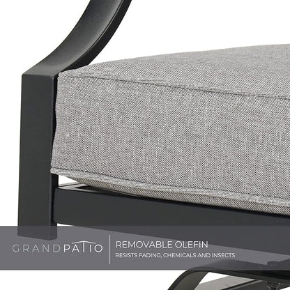 Grand patio Rocking Chairs Patio Chairs Bistro Sets Conversation Chair Indoor Outdoor Chat Set Motion Chair A Comfortable Shake of 5-10° Unique Design Patio Set with Grey Cushions 3-Piece