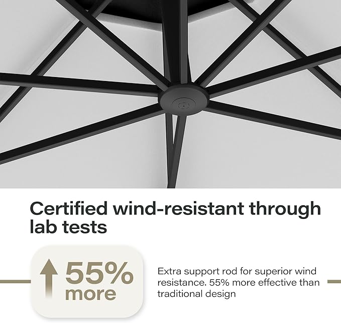 LAUSAINT HOME Outdoor Patio Umbrella with Base, 11 FT Deluxe Curvy Cantilever Umbrella Heavy Duty Offset Hanging Umbrella with 360° Rotation for Market, Pool, Garden, Backyard(Gradient Green)