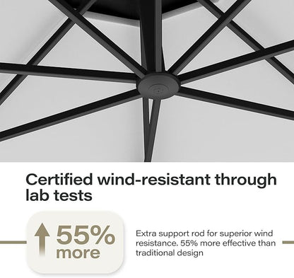 LAUSAINT HOME Outdoor Patio Umbrella with Base, 11 FT Deluxe Curvy Cantilever Umbrella Heavy Duty Offset Hanging Umbrella with 360° Rotation for Market, Pool, Garden, Backyard(Gradient Green)