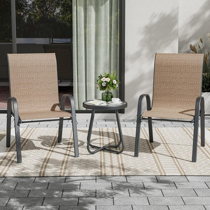UDPATIO Patio Chairs Set of 2, Stackable Outdoor Dining Chairs with High Back, Breathable Textilene Fabric Outdoor Chair All Weather, 350LBS Capacity for Garden, Backyard (Brown)