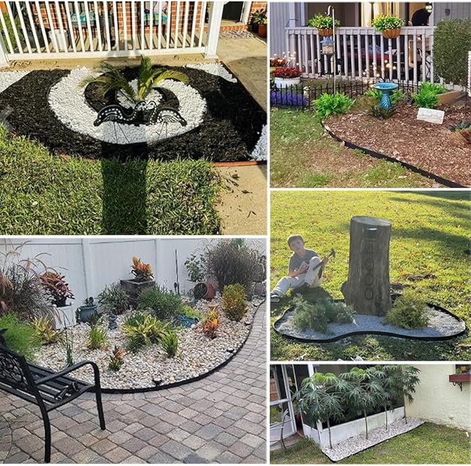 Garden Edging Borders 66FT,Landscape Edging Black[Extra Tall 4IN High] with 60pcs Stakes,Lawn Edging Flexible Garden Border Mini Plastic Fence for Flower Bed Landscaping